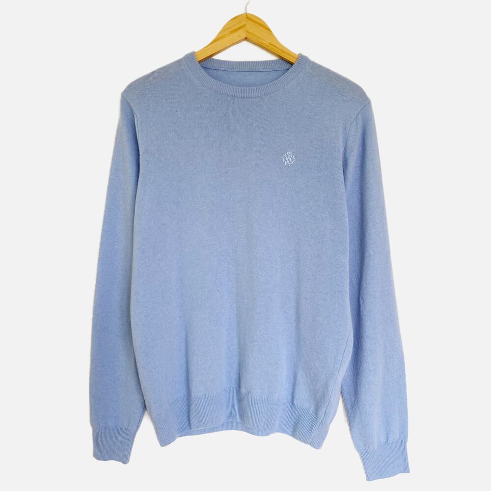 Roberto Cavalli 100% Wool Pullover Sweater Sky Blue Size Medium